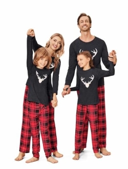 Matching Family Christmas Pajama Set Holiday Sleepwear PJs Lounge Sets Long Sleeve Pullover and Printed Pants S-XXL