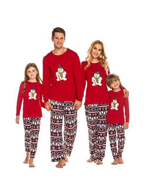 Ekouaer Matching Family Christmas Pajama Set Holiday Sleepwear PJs Lounge Sets Long Sleeve Pullover and Printed Pants S-XXL