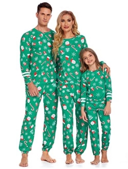 Xmas Matching Family Pajamas Sets Christmas PJ's with Pocket Printed Long Sleeve Tee and Pants Sleepwear Loungewear