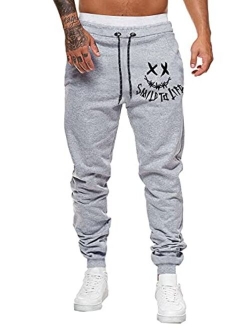 Men's Graphic Sweatpants Athletic Running Gym Jogger Pants with Pocket