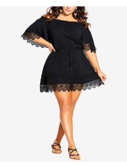 Trendy Plus Size Crochet Detail Off Shoulder Dress