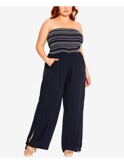 Trendy Plus Size Stitched Strapless Jumpsuit