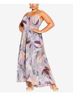 Trendy Plus Size Paradise Palm-Print Maxi Dress