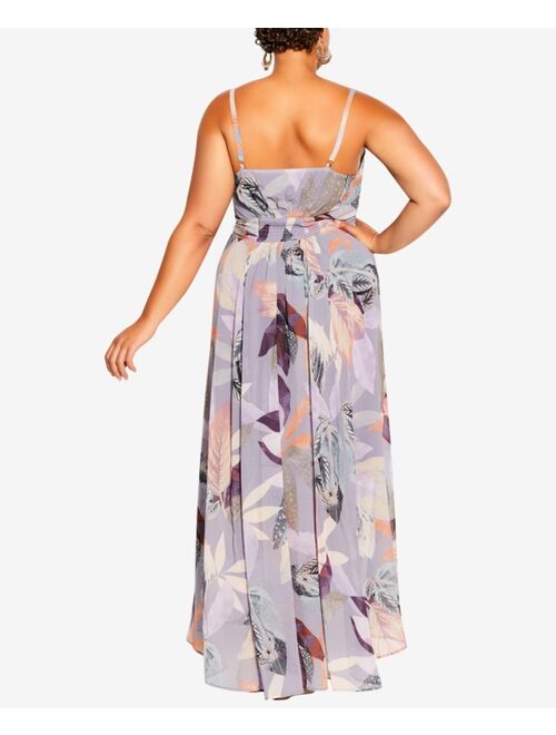 City Chic Trendy Plus Size Paradise Palm-Print Maxi Dress