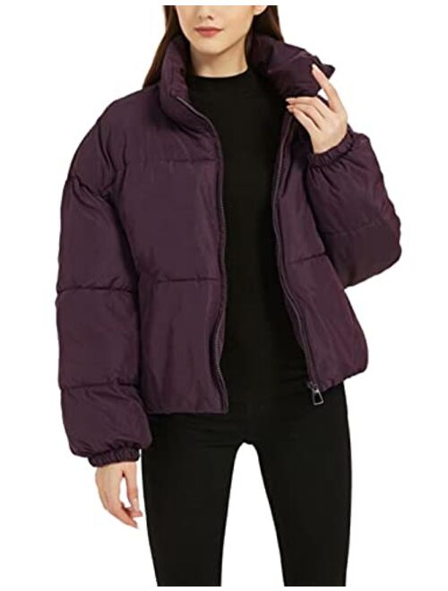 Uaneo Womens Casual Winter Puffer Jacket Zip Up Stand Collar Padded Down Coats