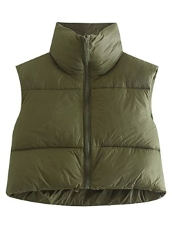 Gihuo Women's Cropped Puffer Vest Quilted Padded Zip Up Vest