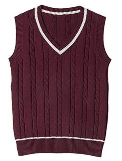 Gihuo Women's V Neck Uniform Y2K Knit Pullover Sweater Vest