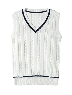 Gihuo Women's V Neck Uniform Y2K Knit Pullover Sweater Vest