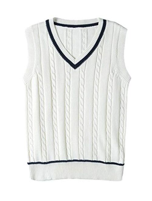 Gihuo Women's V Neck Uniform Y2K Knit Pullover Sweater Vest