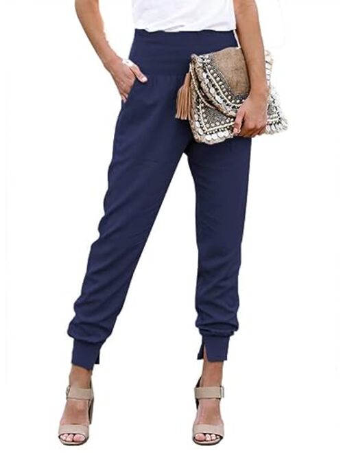 Dokotoo Womens Fashion Casual Drawstring Elastic Waist Cotton Jogging Jogger Pants with Pockets