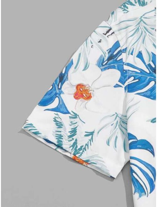 SHEIN Men Tropical Print Shirt And Shorts Set