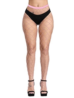 Pareberry Women's High Waisted Fishnet Tights Sexy Wide Mesh Fishnet Stockings