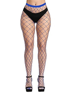 Pareberry Women's High Waisted Fishnet Tights Sexy Wide Mesh Fishnet Stockings