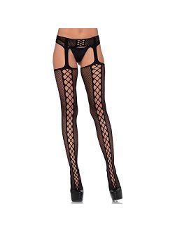 womens Fishnet Stockings With Attached Garter Belt