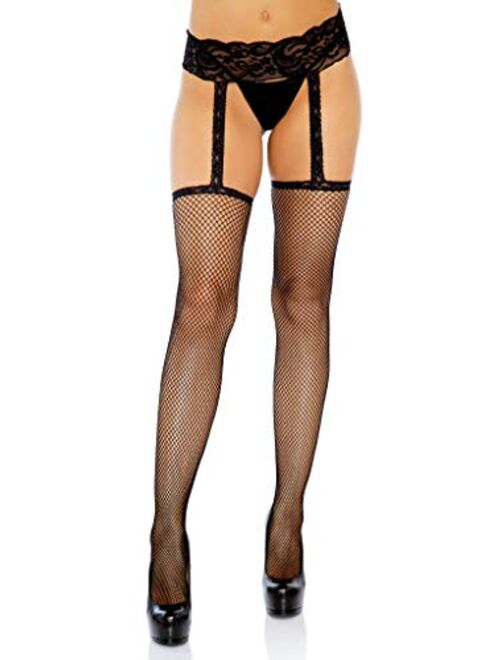 Leg Avenue Women's Fishnet Lace Stockings with Attached Garter Belt