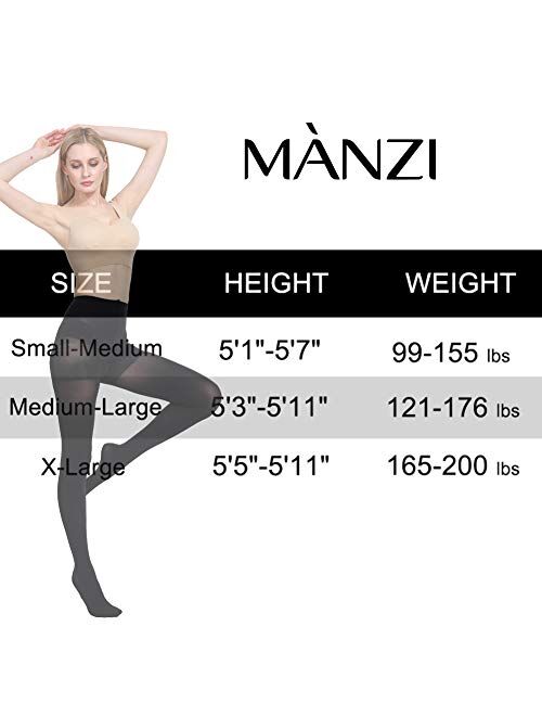 MANZI Microfibre Tights for Women, Semi Opaque Solid Colored Footed  Pantyhose 70 Denier(Black S/M)