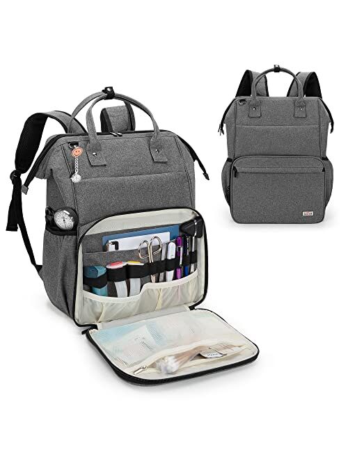 LoDrid Nursing Bag, Heavy Duty Nurse Work Backpack for Men & Women, Nurse Storage Backpack for Nursing Work with Steel Frame Top