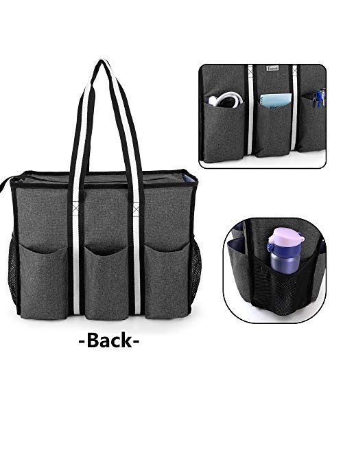 Trunab Nurse Bag and Tote for Work with Padded Laptop Sleeve, Nursing Bag with Multiple Pockets for Home Health, Black