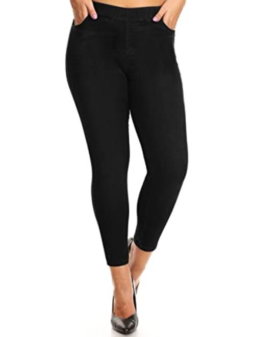 ShoSho Womens Plus Size Skinny Pants Slim Fit Trousers Treggings Pull-On Pants Leggings