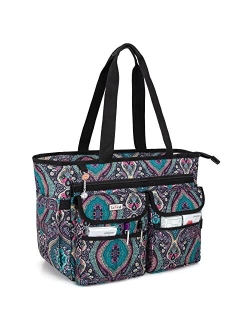 LoDrid Nursing Tote Bag with Bottom Padded Pad, Nurse Bags and Totes for Work, with Separated Storage Laptop Layer