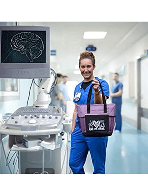 Zon And Beyond Peace, Love, Nursing Bag 2-Piece Gift for Nurses. Includes Insulated Tote Bag and Stainless-Steel Tumbler. Great Thank You Gift for Nurses. RN Gift