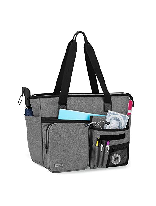 Trunab Nursing Tote Bag for Work with Padded 15.6” Laptop Sleeve, Grey