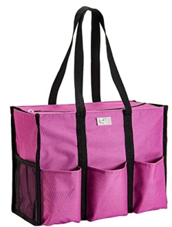 Pursetti Zip-Top Organizing Utility Tote Nursing Bag with Multiple Exterior & Interior Pockets for Working Women, Nurses, Teachers and Soccer Moms (Purple Circle)