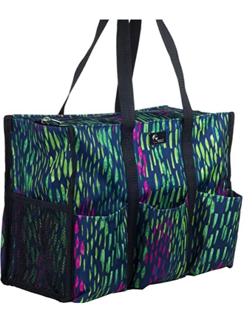 Pursetti Zip-Top Organizing Utility Tote Nursing Bag with Multiple Exterior & Interior Pockets for Working Women, Nurses, Teachers and Soccer Moms (Purple Circle)