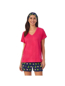 3-Piece Pajama Top, Pajama Boxer Shorts & Headband Sleep Set