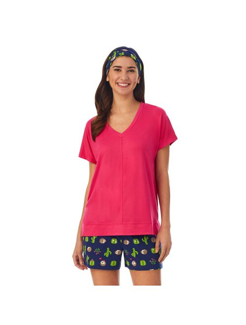 Women's Cuddl Duds® 3-Piece Pajama Top, Pajama Boxer Shorts & Headband Sleep Set