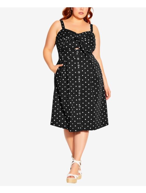 City Chic Plus Size Tie Bodice Button Down Dress