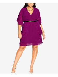 Trendy Plus Size Color Wrap Dress