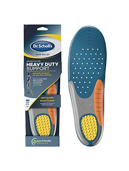 Dr. Scholl's Heavy Duty Support Pain Relief Orthotics, Designed for Men over 200lbs with Technology to Distribute Weight and Absorb Shock with Every Step (for Men's 8-14)