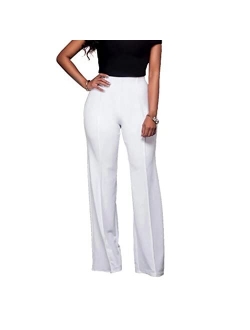 Sprifloral Women's Stretchy Sailor High Waisted Wide Leg Button-Down Pants  Bell Flare Pants