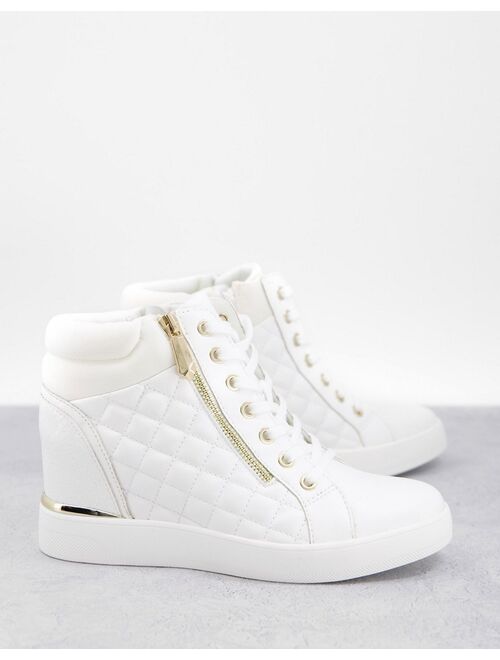 ALDO Ailanna wedge sneakers in white quilt