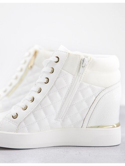 ALDO Ailanna wedge sneakers in white quilt