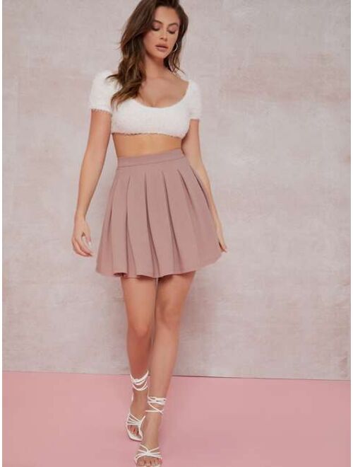 SHEIN High Waisted Inverted Pleat A-Line Mini Skirt