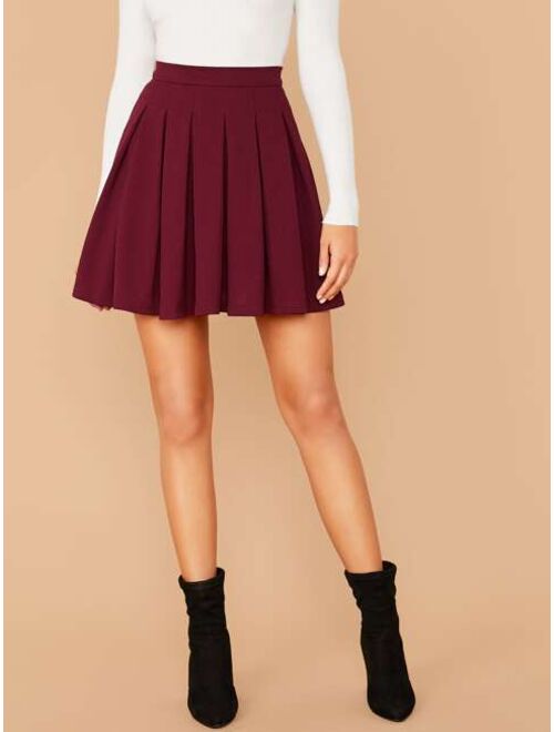 SHEIN High Waisted Inverted Pleat A-Line Mini Skirt