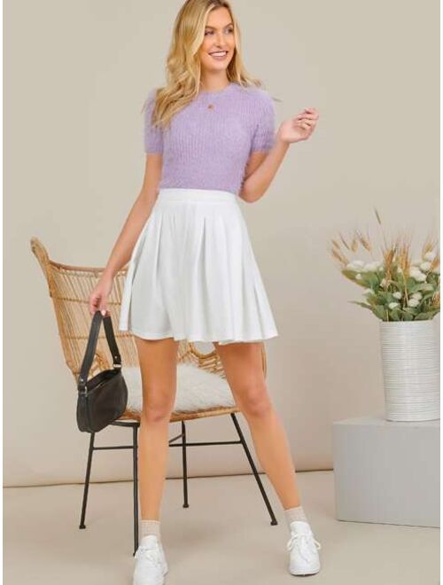 SHEIN High Waisted Inverted Pleat A-Line Mini Skirt