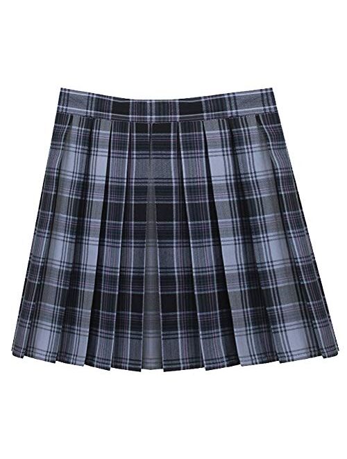 Golden service Women School Uniforms Plaid Knife Pleated Costume Mini Skirt