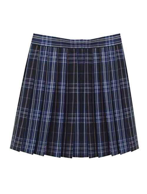 Golden service Women School Uniforms Plaid Knife Pleated Costume Mini Skirt