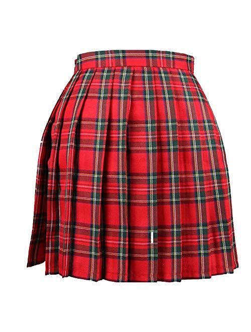 Golden service Women School Uniforms Plaid Knife Pleated Costume Mini Skirt