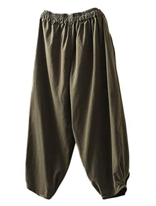 Mordenmiss Women's Baggy Drawstring Pants Wide Leg Pants Casual Elastic Waist Trousers