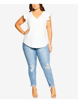 Trendy Plus Size Leisure Frill Cotton Top