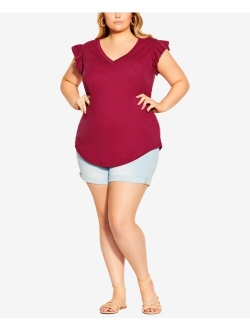 Trendy Plus Size Leisure Frill Cotton Top