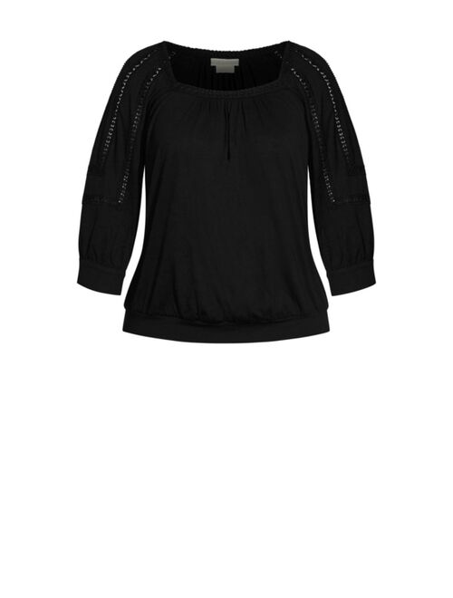 City Chic Plus Size Enchanted Embroidered Top