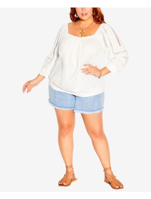 City Chic Plus Size Enchanted Embroidered Top