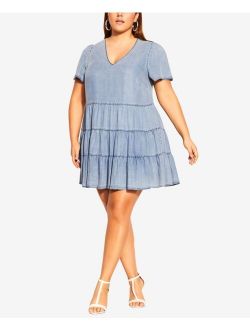 Trendy Plus Size Denim Tier Dress