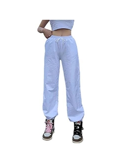 Alyweatry Women Baggy Hip Hop Pants 90s Athletic Graphic Drawstring Loose Jogger Cinch Bottom Sweatpants Streetwear