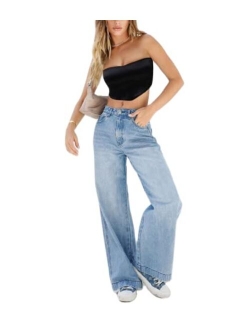 Naranjaburbuja Y2K Baggy Jeans Women Graphic Print Wide Leg Straight Pants Vintage Denim Cargo High Waist Trousers E-Girl Streetwear